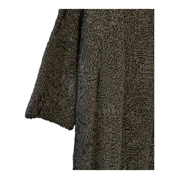 Women’s Black Persian Lamb Coat w Brown Mink Collar Flemington Furs Medium - Picture 6 of 12